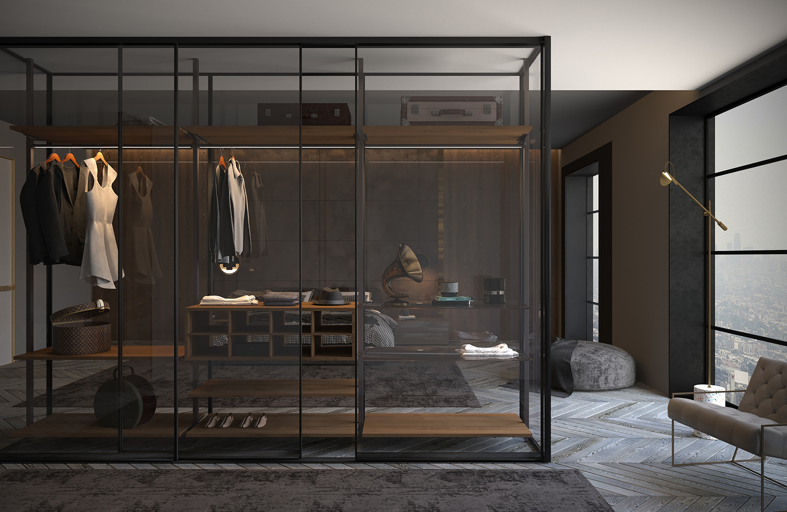 glass doors luxury closet