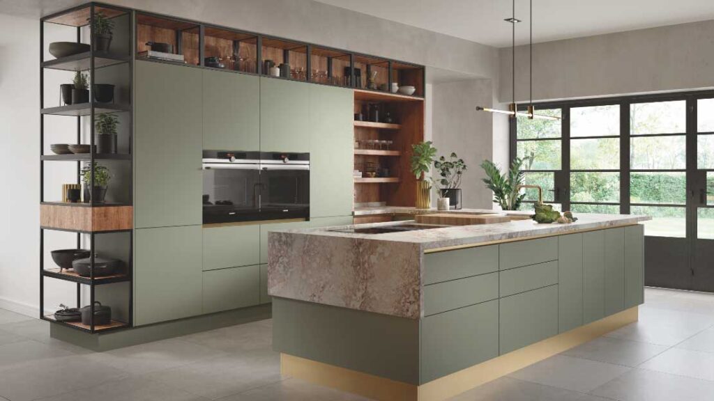 modern green kitchen cabinets