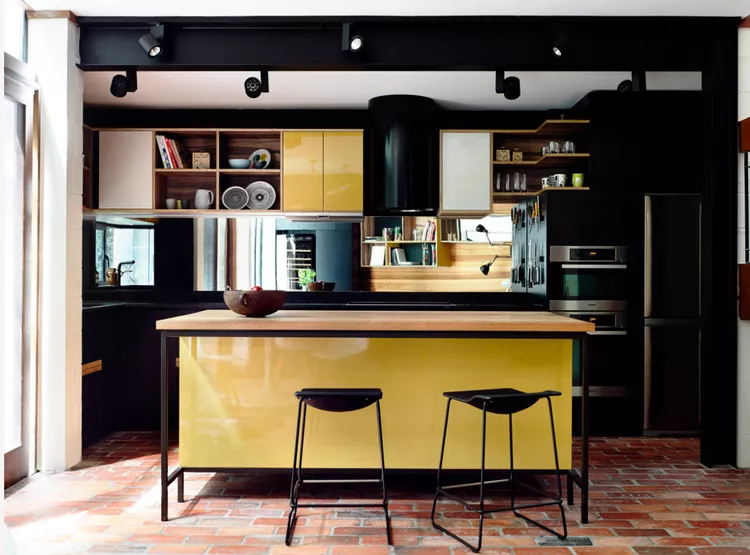 modern yellow kitchen cabinets